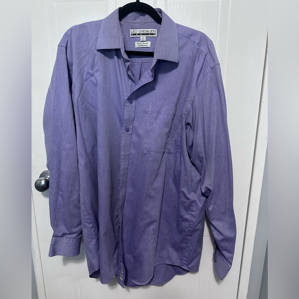 Purple Striped Button-Up Shirt